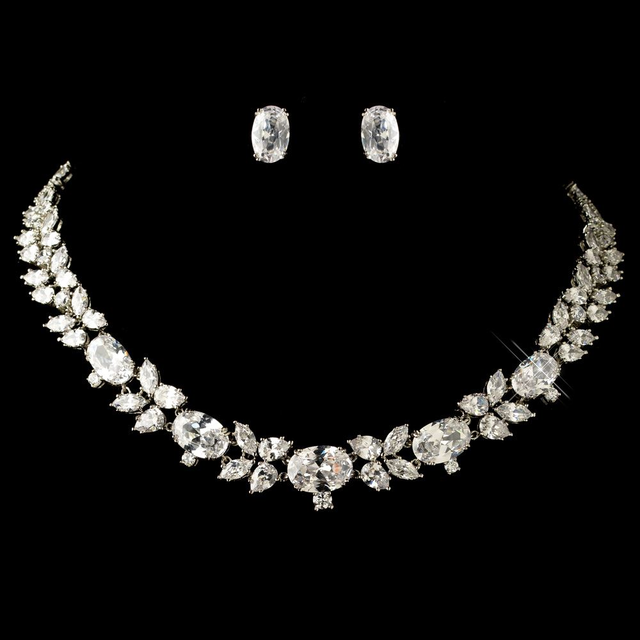 Rose Gold Cubic Zirconia Wedding Necklace Set