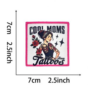 High Quality Iron on Embroidery Funny Cool Mom Tattoos Feral Mom Skull Beach Mom Patch for Outdoor Overcoat <b>Hat</b> Decoration - Product Image 5
