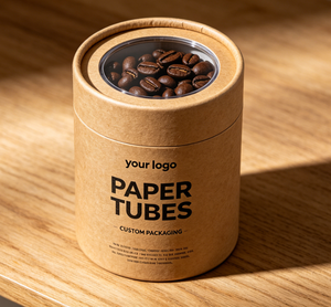 Custom Kraft Paper Tube With Clear Lid For Coffee Beans Recyclable Packaging Four-Color Printing Available - Product Image 2