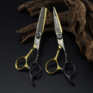 Forbici Professionali per <span class=keywords><strong>Parrucchieri</strong></span> HS-963, 6.0 Pollici, Nero e Oro con Motivo Damascato, Alta Qualità per Bellezza e Acconciatura - Product Image 1