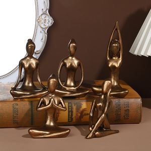 Escultura Decorativa de Resina con Diseño Innovador, Figura Abstracta Hueca de un Pensador Dorado, Tema de Ángel, Ideal para Oficina u Hogar - Product Image 4