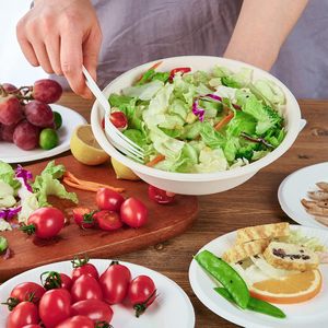 Tigelas Redondas Descartáveis de Bagasse de Cana-de-Açúcar Compostáveis e Ecológicas para Servir Sopa e Salada com Tampa - Product Image 5