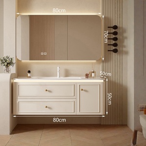 Modern Luxury Smart <b>Mirror</b> Wall-Mounted Bathroom <b>Vanity</b> Unit with Ceramic Basin Intelligent Storage & <b>Lighting</b> for Hospital Use - Product Image 6