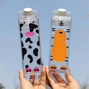 500ML 17Oz Transparent Plastic Square Water <b>Bottle</b> Juice Acrylic Milk <b>Bottles</b> With Custom Logo - Product Image 6