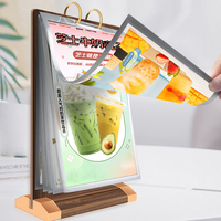 Porte-affiche de menu de restaurant portable moderne en noyer noir A4A5A6, porte-panneau en forme de T avec base en bois pour liste de prix