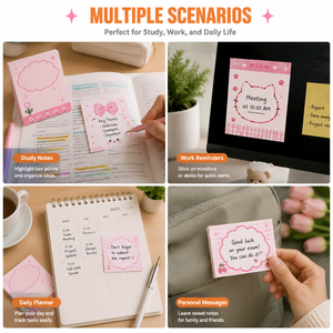 Cute Cartoon Sticky Notes Custom Logo Pink Floral Self Adhesive <b>Memo</b> <b>Pads</b> Kawaii Notepads for Daily Planning Office and School - Product Image 3