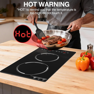 <span class=keywords><strong>Placa</strong></span> de Inducción Doble Portátil, Estufa de Inducción con 2 Quemadores, Acero Inoxidable, Control Táctil de 9 Niveles, Bloqueo de Seguridad Automático - Product Image 4