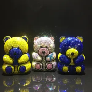 Di alta qualità in metallo strass Bear borsa da sposa pochette in acrilico con borsa di cristallo da sera