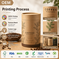 Tube en papier kraft écologique personnalisé pour torréfacteur de café, emballage 360°, couleur Pantone, OEM, boîte cylindrique hermétique pour grains entiers, gelée, sucre