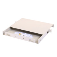 Boîtier de distribution optique (ODF) 1U 19 pouces pour montage en rack, panneau de brassage à fibres optiques gris avec porte frontale anti-poussière