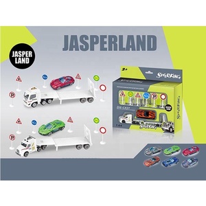 Wholesale Alloy Diecast Truck Trailer Mini Construction Trucks Kids <b>Toy</b> <b>Vehicle</b> with Road Sign - Product Image 5