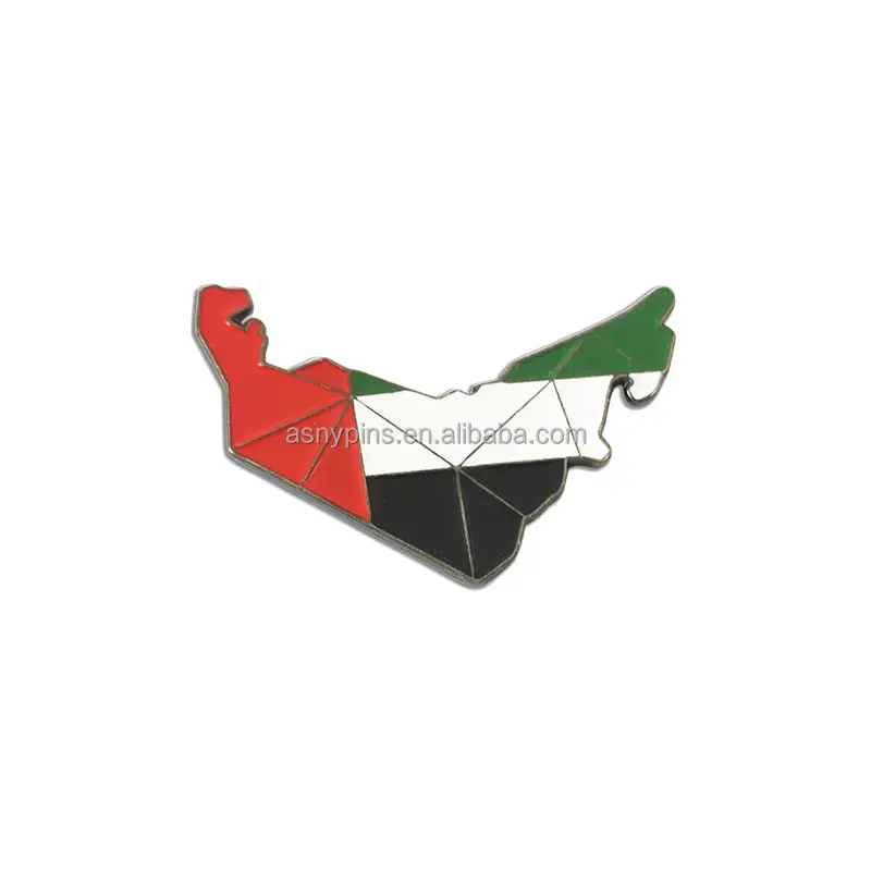 Insignia magnética de níquel color negro con forma de mapa, UAE 51