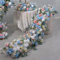 Guirlande de fleurs en soie rose personnalisable pour la décoration de mariage, chemin de table pour mariage
