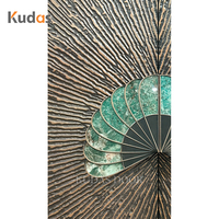 Porte d'entrée de sécurité double en aluminium moulé, style Art Déco de luxe, avec poignée sculptée en 3D en forme de paon, pour villa, maison, hôtel