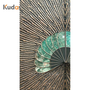 <span class=keywords><strong>Porte</strong></span> d'entrée de sécurité double en aluminium moulé, style Art Déco de luxe, avec poignée sculptée en 3D en forme de paon, pour villa, maison, hôtel - Product Image 4