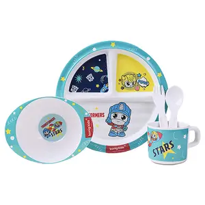 MENEED 5 pack set children bowl dinner plate, food safe 100% melamine boy kids dinnerware