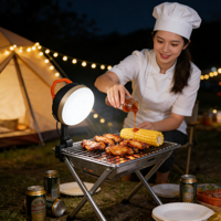 Lampe de barbecue rechargeable portable à LED pour la cuisine en plein air, le camping et l'utilisation nocturne