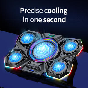 Tapis de refroidissement pour ordinateur portable, refroidisseur pour ordinateur portable RGB avec 5 ventilateurs, écran LED, contrôle, double Port USB, refroidisseur pour ordinateur portable de jeu - Product Image 5