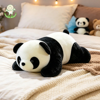 Peluche géante réaliste Panda couché avec logo personnalisé, rembourrée en coton PP, coussin anti-stress en forme d'animal, ornement pour stand de rue