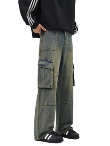 <span class=keywords><strong>Jeans</strong></span> Cargo personalizzati da uomo pantaloni larghi larghi a gamba dritta <span class=keywords><strong>con</strong></span> ampia tasca stile stile <span class=keywords><strong>Jeans</strong></span> <span class=keywords><strong>Jeans</strong></span> da uomo - Product Image 2