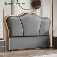 Nouvelle Arrivée Tête de Lit Rembourrée Design Pétale, Dossier Autoportant, Style Minimaliste Moderne, Cadre en Bois Massif, Tissu Technique