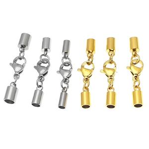 Extrémités de cordon en cuir en acier inoxydable avec fermoir mousqueton terminateurs de baril pour <span class=keywords><strong>bracelet</strong></span> résultats de bijoux - Product Image 1