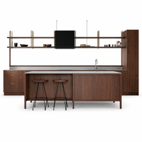 Meubles de cuisine modernes en noyer de style mid-century, solution de mobilier sur mesure pour toute la maison, idéale pour les projets résidentiels