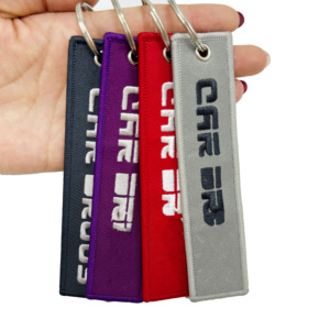 Nhà Máy Bán Buôn Biểu Tượng Tùy Chỉnh Thêu Chủ Chuyến Bay Dệt Dệt Vải Thêu Key Hành Lý Máy Bay Phản Lực <span class=keywords><strong>Tag</strong></span> Keychain - Product Image 1