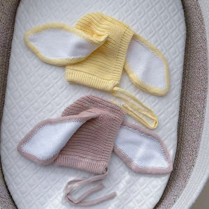 Bonnet tricoté à grandes oreilles <span class=keywords><strong>de</strong></span> lapin pour nouveau-né avec lien, bonnet tricoté pour Pâques, chapeau au crochet fait main pour tout-petit, accessoires <span class=keywords><strong>de</strong></span> photographie pour bébé - Product Image 1