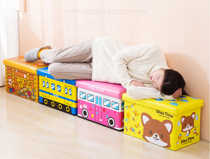 Tabouret pouf rembourré avec rangement pour enfants ou vêtements meubles de salon pouf de rangement pour enfants - Product Image 2