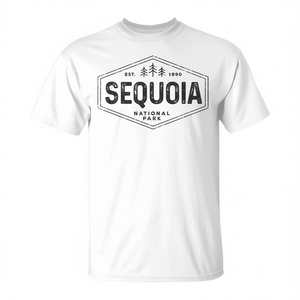 Camiseta del Parque Nacional de Sequoia, estilo vintage, con insignia de árbol hexagonal, para senderismo - Product Image 2