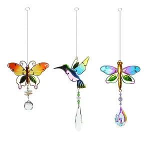 Temizle kristal top ile Hummingbird Suncatchers kristal açık kapalı parti dekorasyon için pencere asılı prizma A23