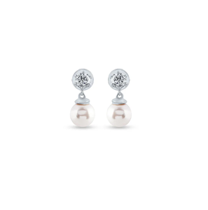 Elegantes pendientes de gota de oro blanco y diamantes con diseño delicado para eventos formales y ocasiones nocturnas de la India - Product Image 4