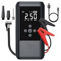 Démarreur de Voiture 6 en 1 Kit, Batterie au Lithium, Chargeur Portable, Compresseur de Pneus, Booster de Batterie d'Urgence