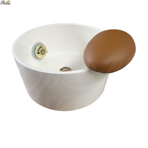 Vasca <span class=keywords><strong>in</strong></span> Ceramica per Pedicure da Salone di Bellezza, Lavabo Bianco con Getto e Luce LED per Massaggio ai Piedi - Product Image 4