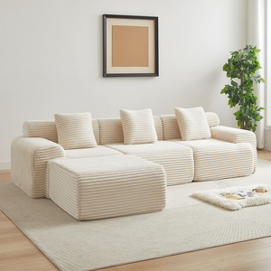 Ensemble de canapé-lit modulaire compressé au design moderne avec pieds en bois pour salon, appartement et hôtel - Prix de gros usine - Product Image 1