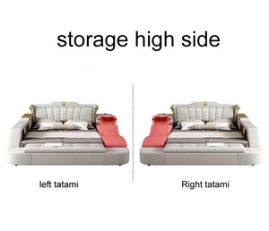 Lit intelligent Tech Smart Soft pour <span class=keywords><strong>2</strong></span> <span class=keywords><strong>personnes</strong></span>, taille King, cadre de lit inclinable, design moderne en bois, cuir véritable, massage, USB, haut-parleur Bluetooth - Product Image 5