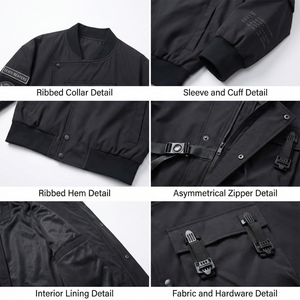 Veste décontractée pour homme personnalisée à plusieurs poches et patchwork, logo personnalisé, coupe-vent, veste cargo noire Techwear à boucles pour streetwear - Product Image 2