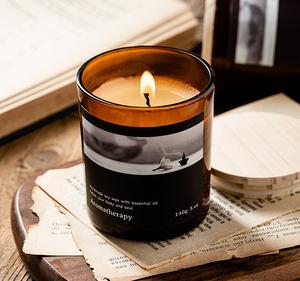 Decoración del hogar cera de soja personalizada botellas de ámbar vela perfumada en tarro de vidrio con tapa - Product Image 3