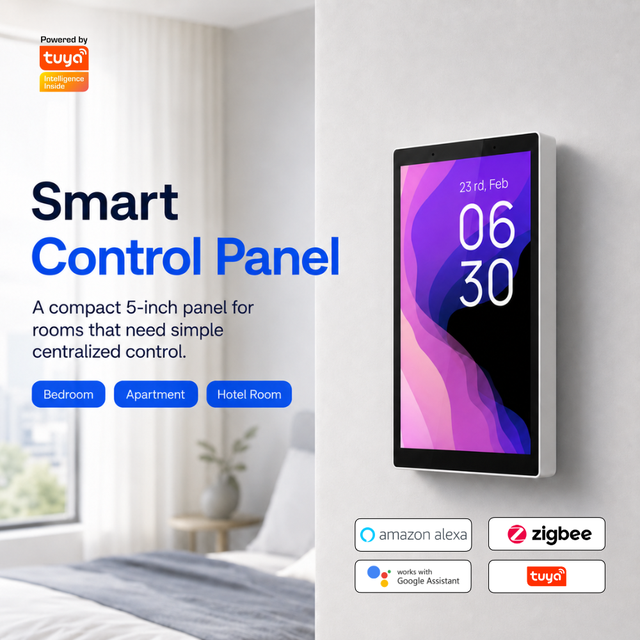Smart Home Touch Control Tuya Zigbee Gateway Wall-Mounted Lighting Electric Android 5-Inch Smart LED Panel App Control for Hotel