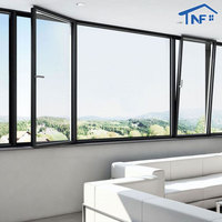 Ventana Americana Moderna de Vidrio y Aluminio Abatible y Giratoria con Mosquitera