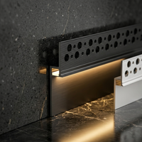 Plinthe LED encastrée et encastrable en alliage d'aluminium, invisible, sans fente, ultra-étroite, avec bande LED intégrée pour coin mural dissimulé