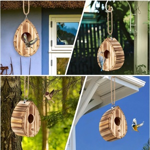 Modern Print Wooden Tree Hole <strong>Birdhouse</strong> Outdoor Nesting Hanging <strong>Small</strong> Bird House Bluebird Pet Furniture High Standard Quality - Product Image 3