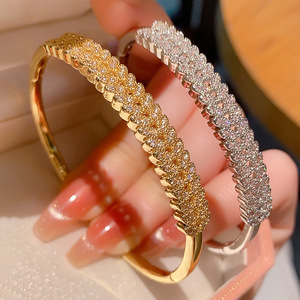 Butterfly <b>Bracelet</b> Gold And <b>White</b> 18K Copper Plated Full Zircon For Women Wedding Jewelry - Product Image 2