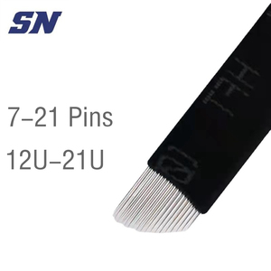 PMU Micro lames noires 0.18mm 7 12 14 16 broches U 18 14u Microblading <span class=keywords><strong>aiguille</strong></span> manuelle Nano outil de <span class=keywords><strong>tatouage</strong></span> de sourcils fins et pointus - Product Image 1
