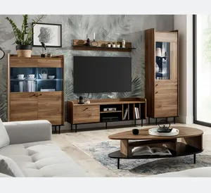 Set furnitur ruang tamu Modern dengan penyangga tv & bufet dan meja kopi bulat untuk dijual
