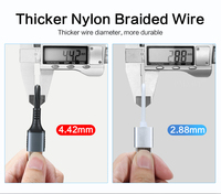Câble de charge super rapide 100W 5A Type C vers C, en nylon tressé épais, anti-pliage, cordon de charge USB compatible QC4.0 FCP pour téléphone portable