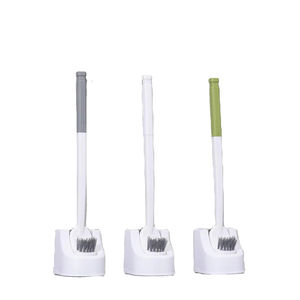 Cepillo de inodoro de doble cabezal PP con base, material de silicona TPR, limpieza sin rincones muertos, cepillo de inodoro para posiciones de cuclillas, cerdas duras extendidas, uso especial - Product Image 1