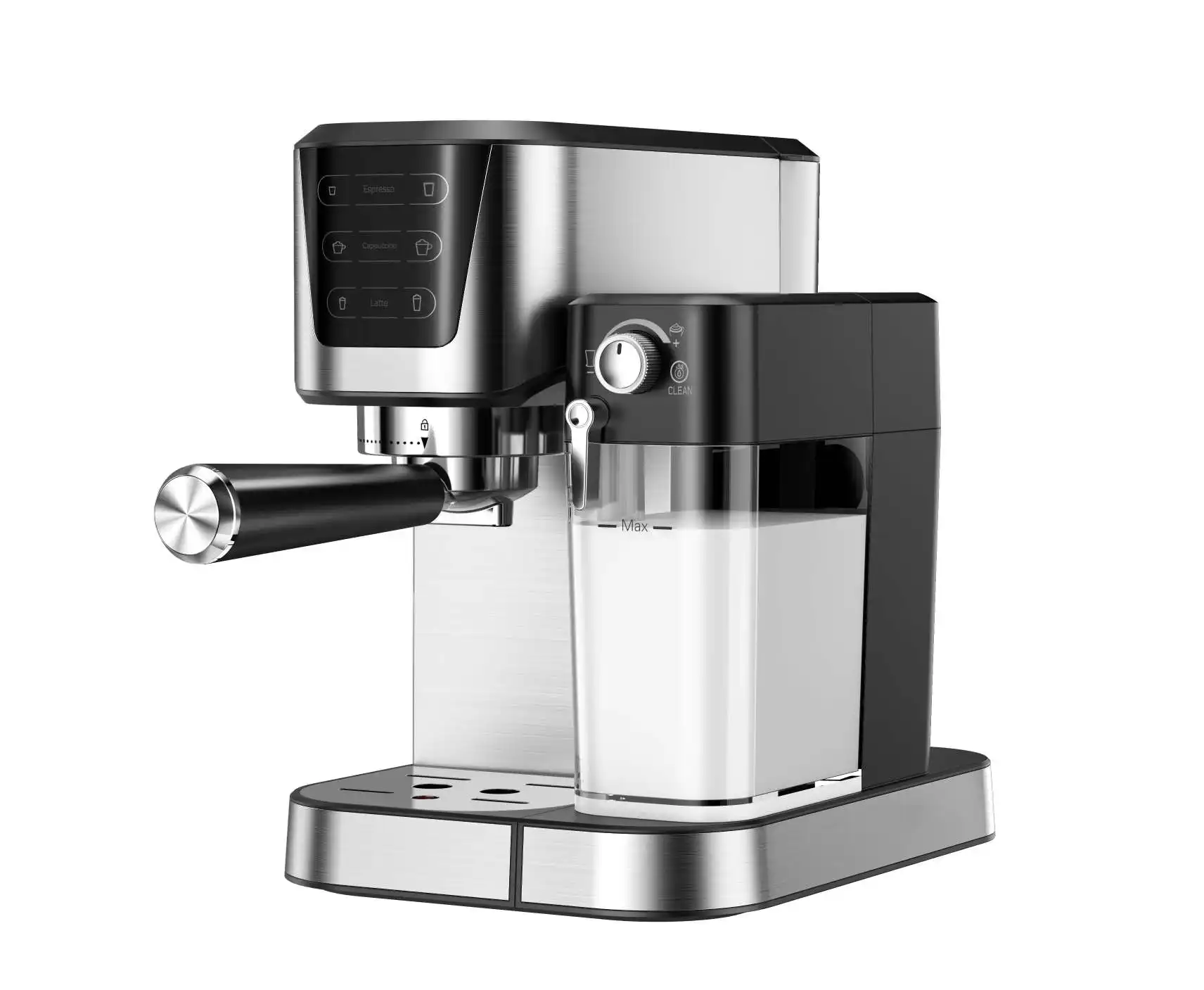 Machine à expresso et Cappuccino à vapeur professionnelle en acier inoxydable, Machine à café avec réservoir de lait