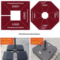 Parasol de terrasse extérieur commercial autoportant grand format avec réservoir d'eau en marbre, style romain carré, mobilier d'extérieur en aluminium